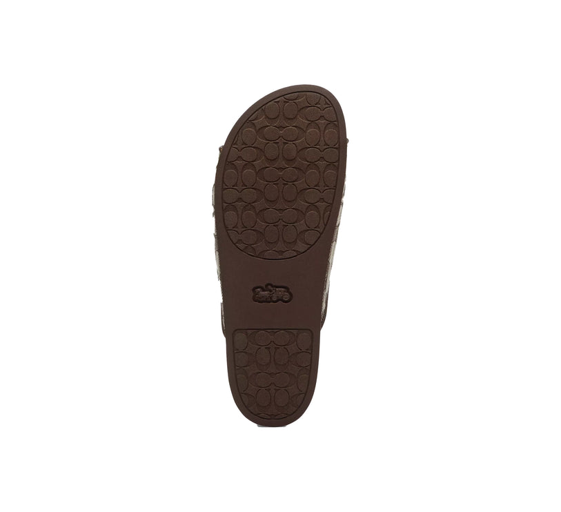 Coach Women's Two Band Buckle Sandal In Signature Jacquard Oak/Maple
