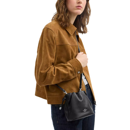 Coach Women's Faye Mini Drawstring Bag With Ruching Black/Silver