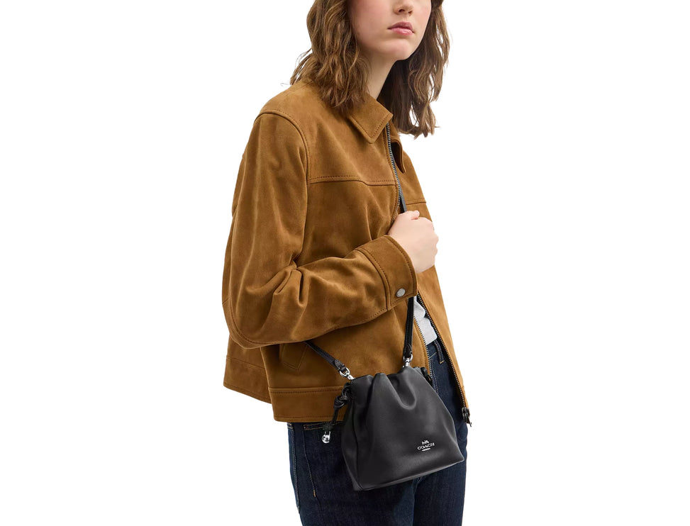 Coach Women's Faye Mini Drawstring Bag With Ruching Black/Silver