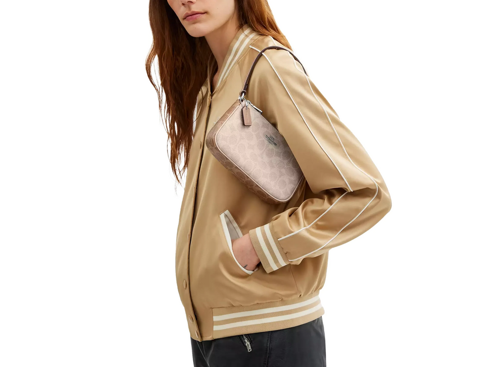 Coach Women's Nolita 19 In Blocked Signature Canvas Silver/Sand/Taupe Multi