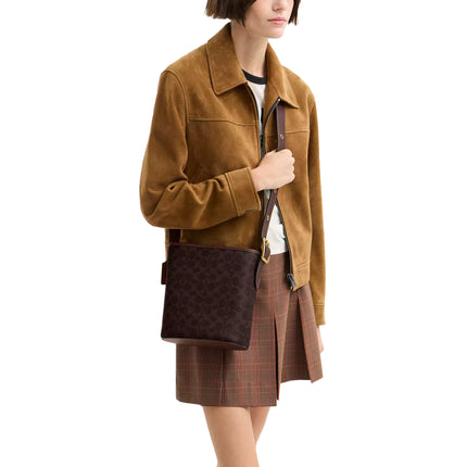 Coach Women's Bleecker Bucket Bag 21 In Signature Canvas Brass