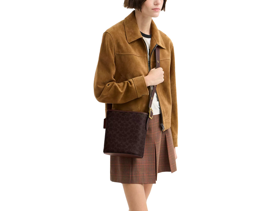 Coach Women's Bleecker Bucket Bag 21 In Signature Canvas Brass