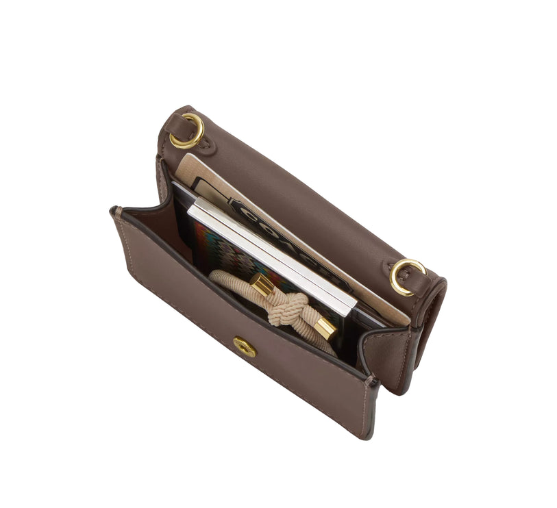 Coach Women's Mini Wallet On A Chain In Signature Jacquard With Floral Embroidery Gold/Oak Multi