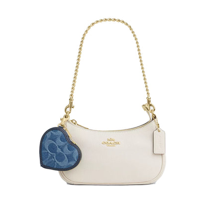 Coach Women's Heart Bag Charm In Signature Denim Gold/Indigo