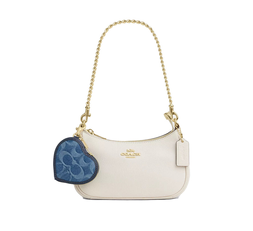 Coach Women's Heart Bag Charm In Signature Denim Gold/Indigo