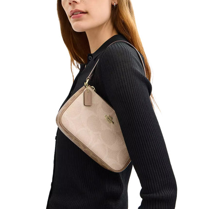 Coach Women's Nolita 19 In Blocked Signature Canvas Gold/Sand/Tan