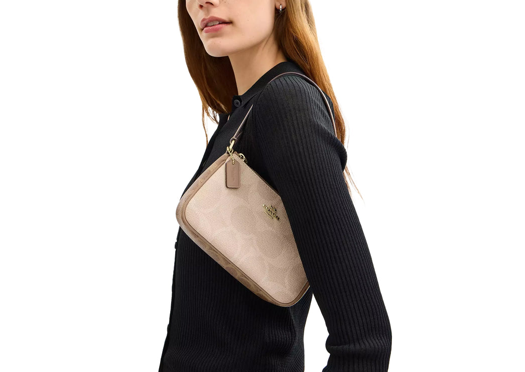 Coach Women's Nolita 19 In Blocked Signature Canvas Gold/Sand/Tan