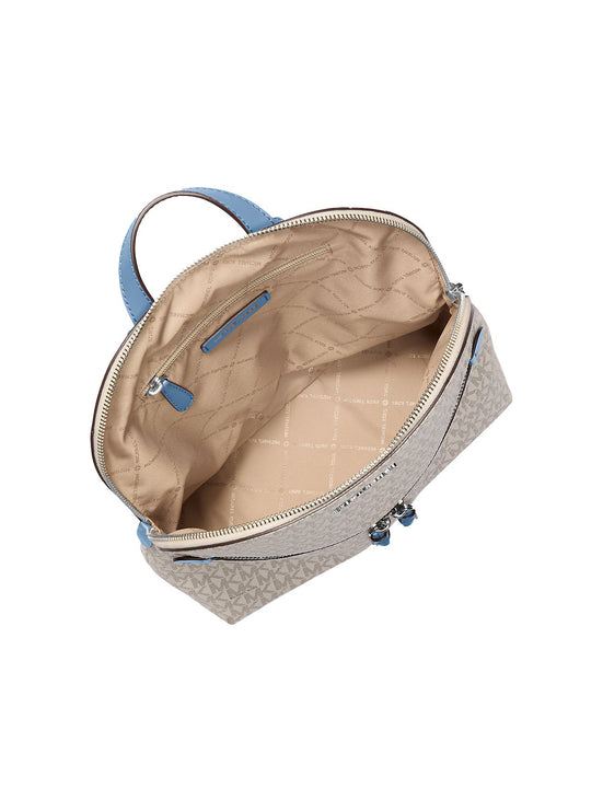 Michael Kors Women's Dallas Medium Signature Logo Backpack Light Sky Multi