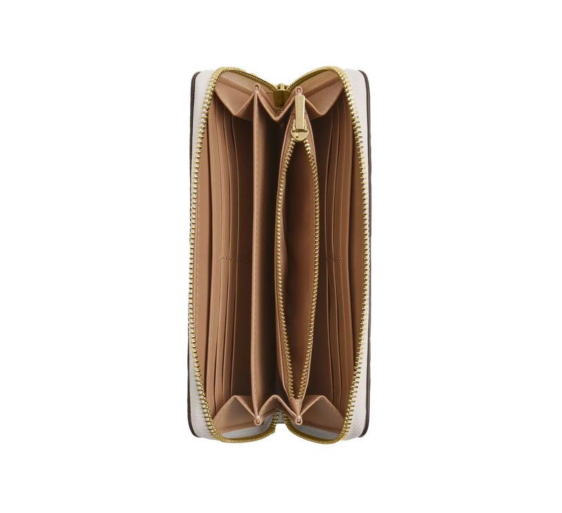 Coach Women's Long Zip Around Wallet With Floral Print Gold/Chalk Multi