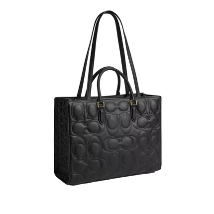 Coach Women's Maggie Tote Bag In Signature Leather Gold/Black