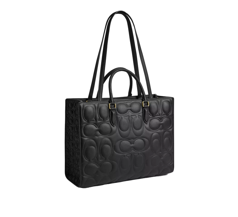 Coach Women's Maggie Tote Bag In Signature Leather Gold/Black