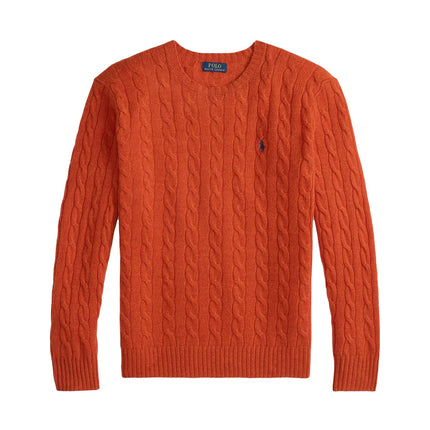 Polo Ralph Lauren Men's Cable-Knit Wool-Cashmere Sweater Dark Jaffa Orange