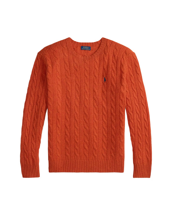 Polo Ralph Lauren Men's Cable-Knit Wool-Cashmere Sweater Dark Jaffa Orange