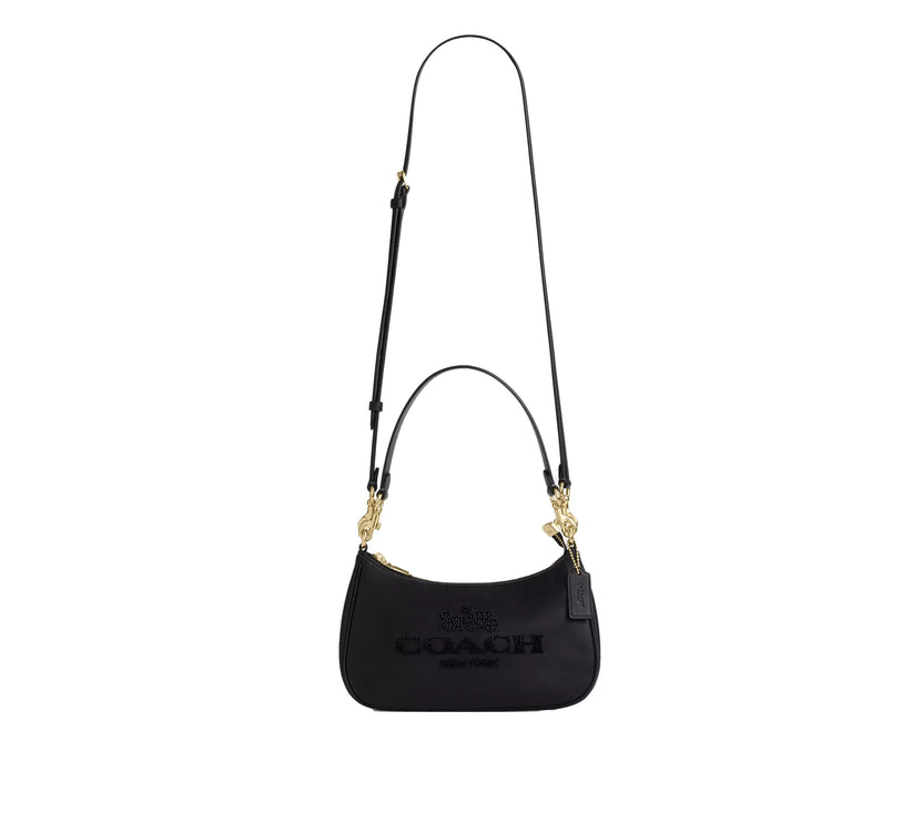 Coach Women's Teri Shoulder Bag With Beaded Coach Graphic Gold/Black