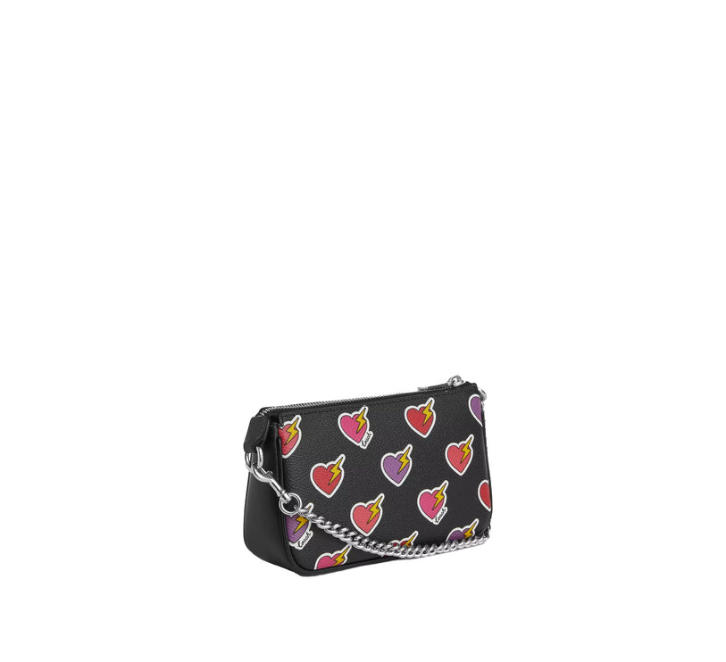 Coach Women's Nolita 19 With Heart Bolt Print Silver/Black Multi