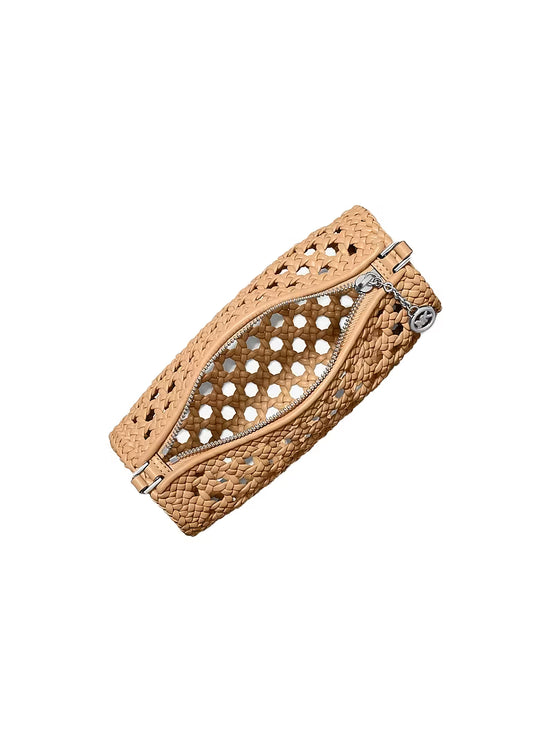 Michael Kors Women's Izzy Small Crocheted Barrel Pochette Peanut