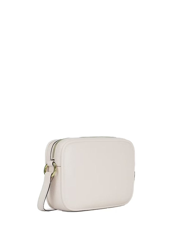 Michael Kors Women's Jet Set Large Pebbled Leather Camera Crossbody Bag Light Cream/Gold