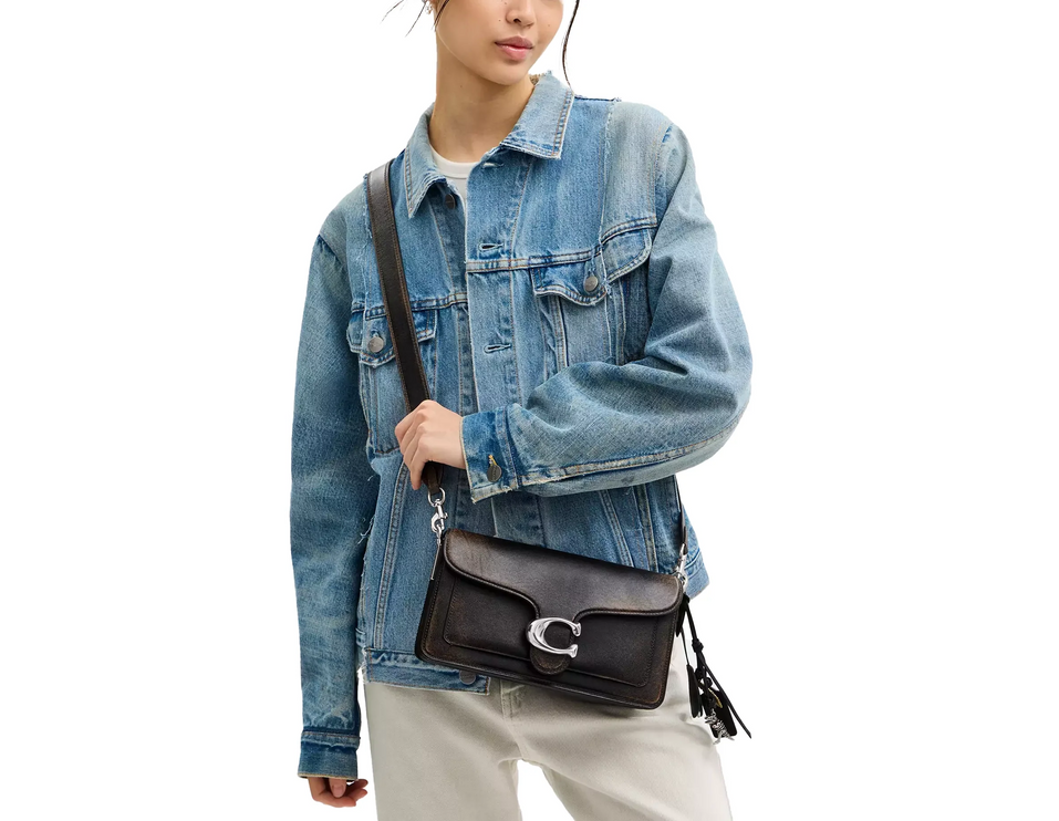 Coach Women's Tabby Shoulder Bag 26 In Loved Leather Silver/Black Brown