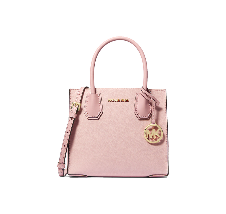 Michael Kors Women's Mercer Medium Two-Tone Pebbled Leather Crossbody Bag Powder Blush Multi