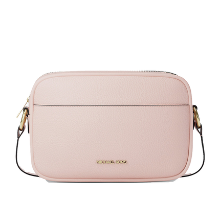 Michael Kors Women's Jet Set Pebbled Leather Camera Crossbody Bag Powder Blush/Gold