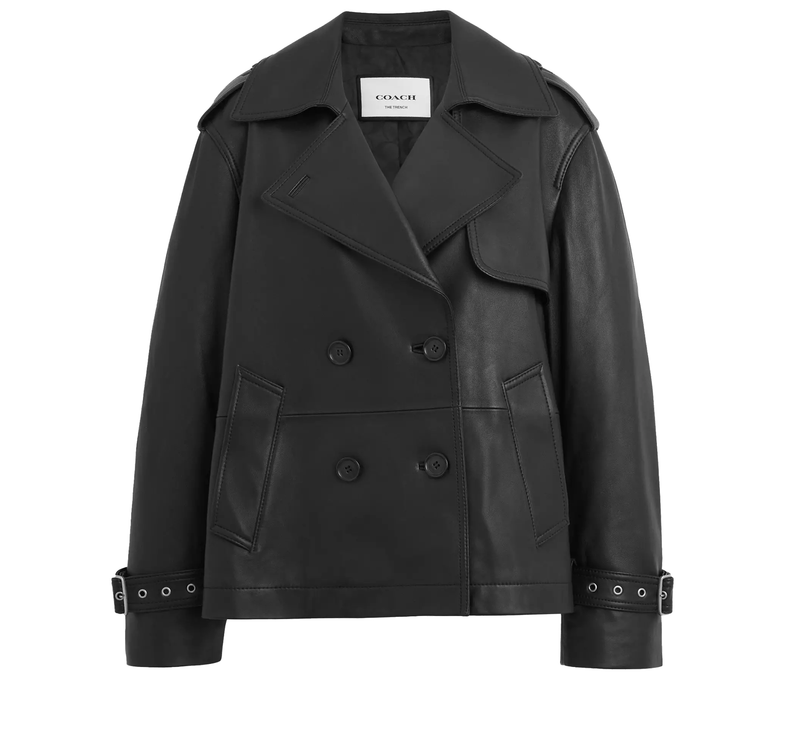 Coach Women's Mini Leather Trench Coat Black