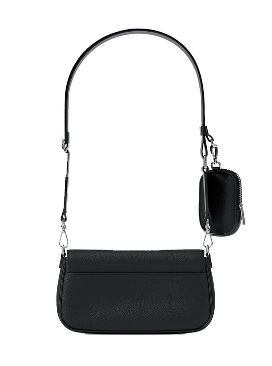 Michael Kors Women's Jet Set Travel Small Pebbled Leather Crossbody Bag With Pouch Black/Silver