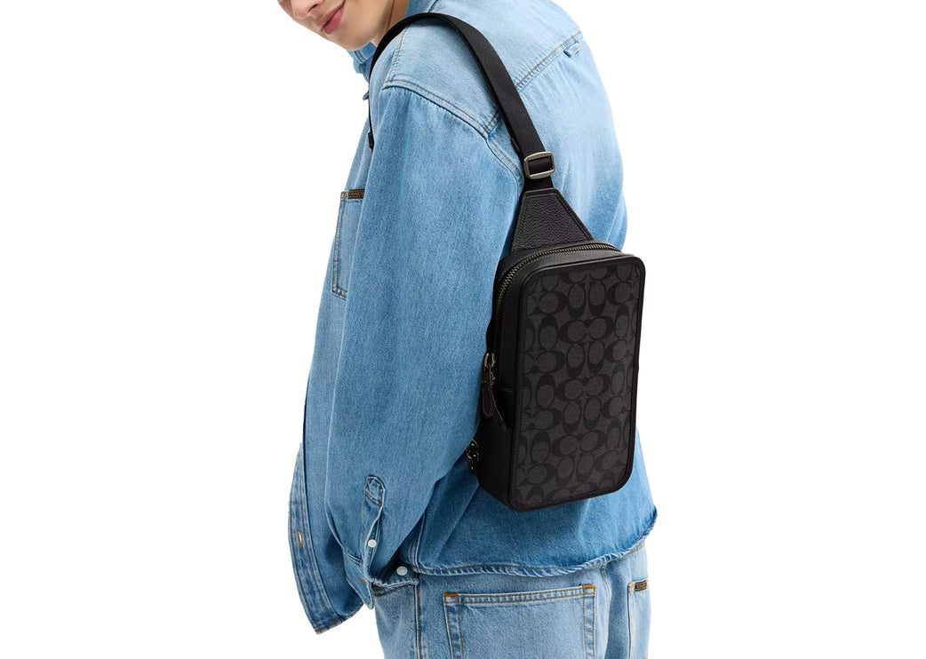 Coach Women's Sullivan Pack In Signature Canvas Gunmetal/Charcoal/Black