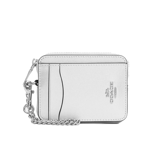 Coach Women's Zip Card Case Silver/Light Silver