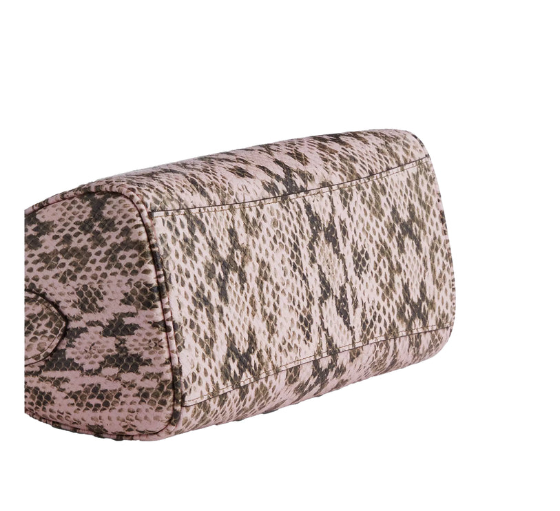 Coach Women's Rowan Satchel Bag Snake Embossed Leather Gold/Pink