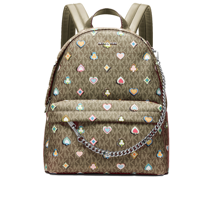 Michael Kors Women's Slater Medium Printed Signature Logo Backpack Olive