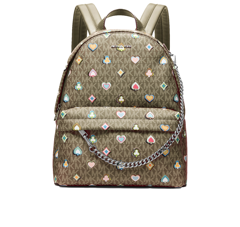 Michael Kors Women's Slater Medium Printed Signature Logo Backpack Olive