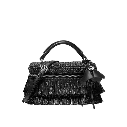 Michael Kors Women's Jana Extra-Small Hand-Crocheted Crossbody Bag Black/Black