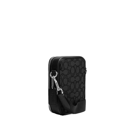 Coach Unisex Stanton Crossbody In Signature Jacquard Silver/Charcoal/Black