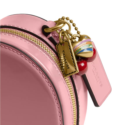 Coach Women's Heart Crossbody Bag 14 With Charms Brass/Peony