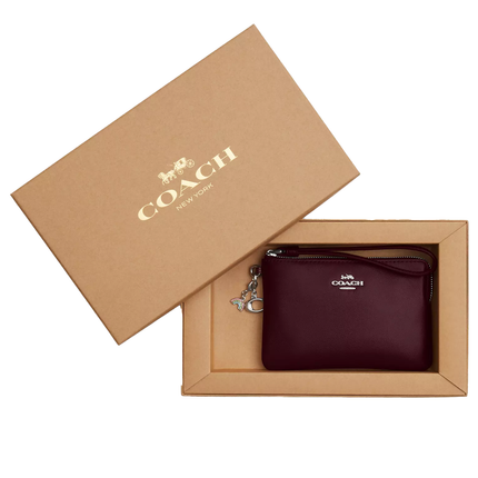 Coach Women's Boxed Corner Zip Wristlet With Charms Smooth Leather/Silver