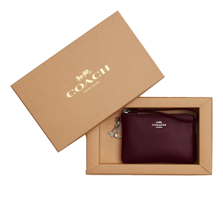 Coach Women's Boxed Corner Zip Wristlet With Charms Smooth Leather/Silver