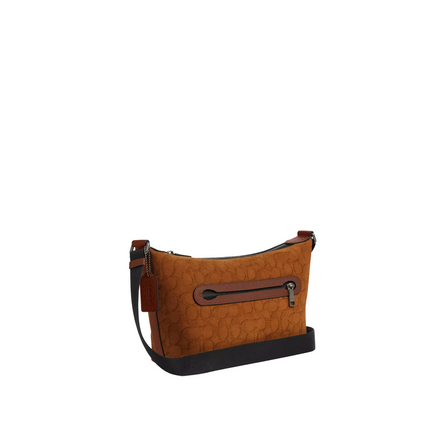 Coach Unisex Small Finn Crossbody Bag With Pouch In Signature Suede Qb/Caramel Sable