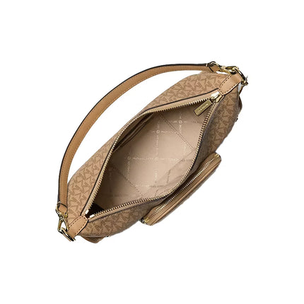 Michael Kors Women's Merritt Small Signature Logo Convertible Shoulder Bag Camel/Gold