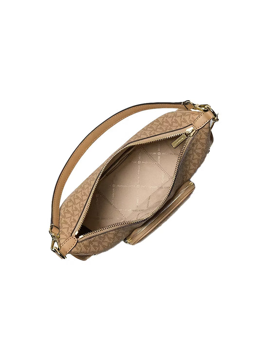 Michael Kors Women's Merritt Small Signature Logo Convertible Shoulder Bag Camel/Gold