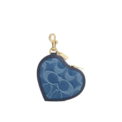 Coach Women's Heart Bag Charm In Signature Denim Gold/Indigo