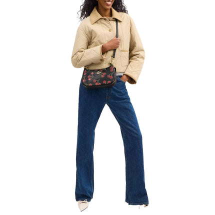 Coach Women's Teri Shoulder Bag With Cherry Print Gold/Black Multi