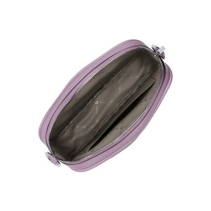 Michael Kors Women's Jet Set Pebbled Leather Camera Crossbody Bag Light Quartz/Silver