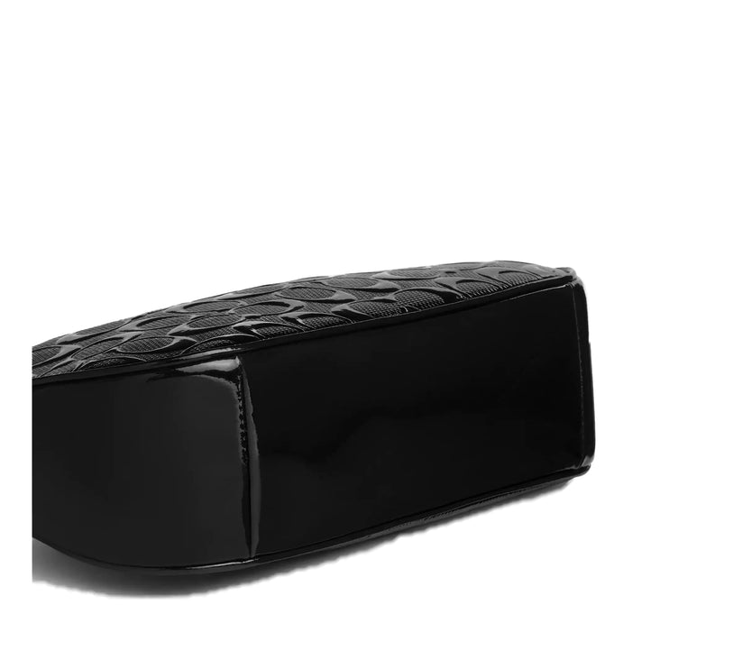 Coach Women's Teri Shoulder Bag In Signature Leather With Heart Charm Silver/Black