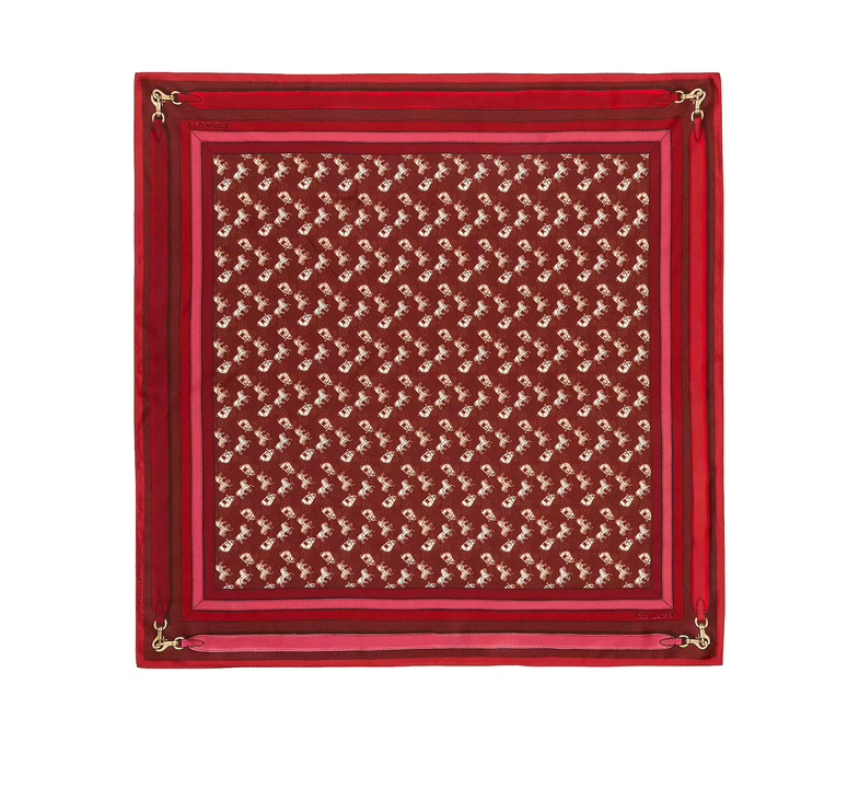 Coach Women's Horse And Carriage Bag Strap Print Silk Square Scarf Wine/Chalk