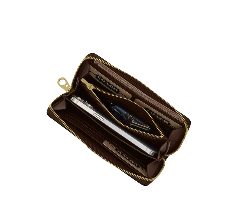 Coach Women's Long Zip Around Wallet Gold/Grey Birch