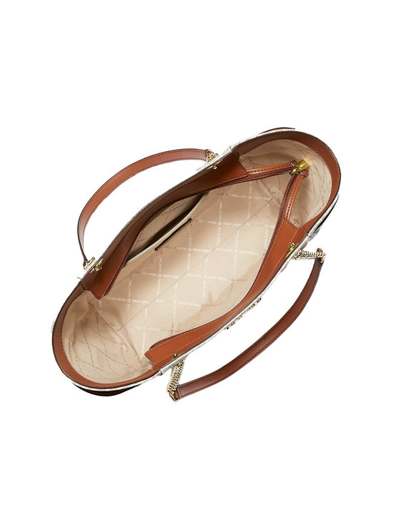 Michael Kors Women's Jet Set Large Signature Logo Shoulder Bag Vanilla