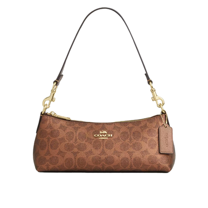 Coach Women's Charlotte Shoulder Bag In Signature Canvas Gold/Brown/Copper