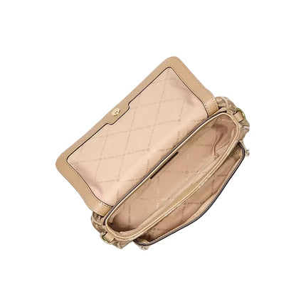 Michael Kors Women's Jet Set Travel Small Logo Jacquard Denim Crossbody Bag With Pouch Camel/Gold