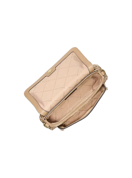 Michael Kors Women's Jet Set Travel Small Logo Jacquard Denim Crossbody Bag With Pouch Camel/Gold