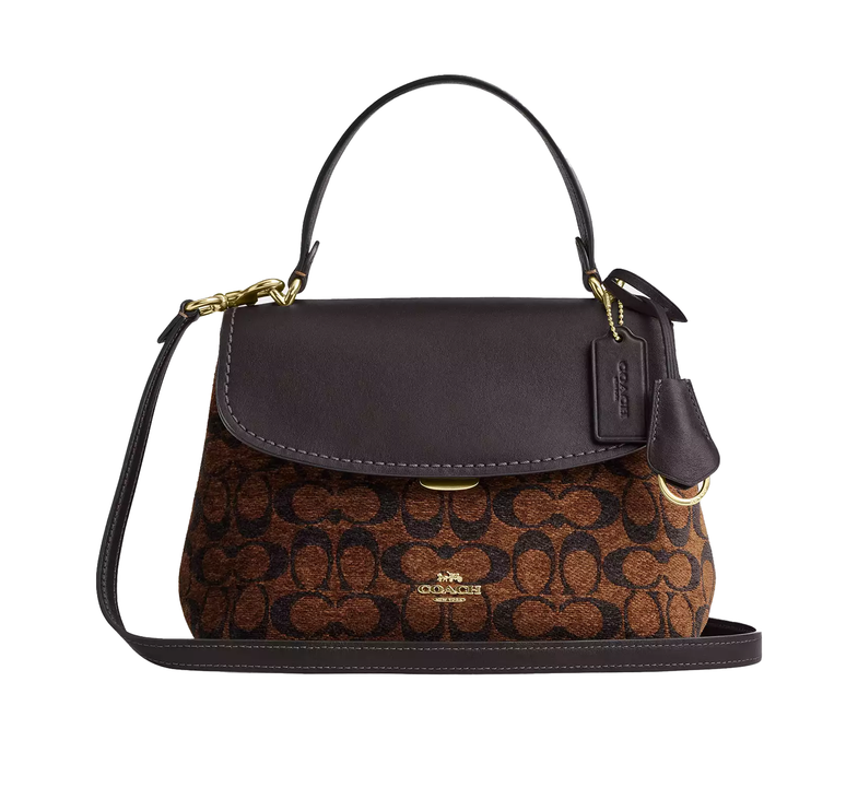 Coach Women's Emory Top Handle Bag In Signature Chenille Gold/Truffle